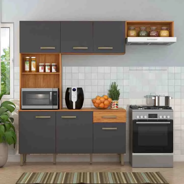 CN10.Cozinha Compacta Nina 6P1G Fellicci — Cinamomo/Grafite