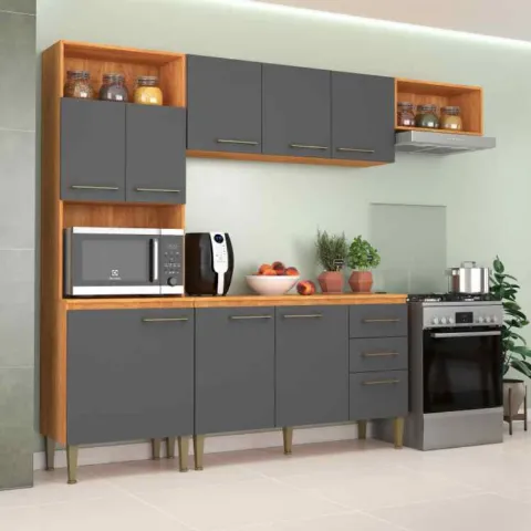 CL16.Cozinha Compacta Completa Malu 9P2G com Balcao Fellicci