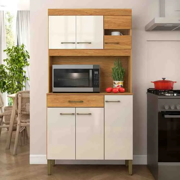 Kit Cozinha Carla 6P1G Fellicci — Cinamomo/Off White