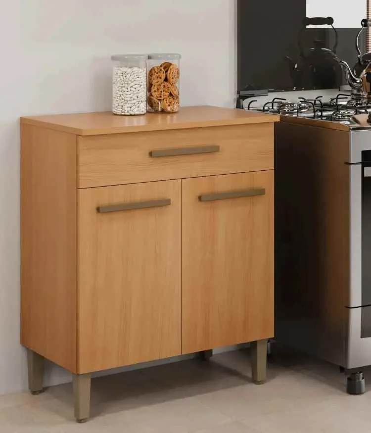Balcao Omega 70 2P1G Branco Arte Moveis — Balcao Omega 70 2P1G Cinamomo