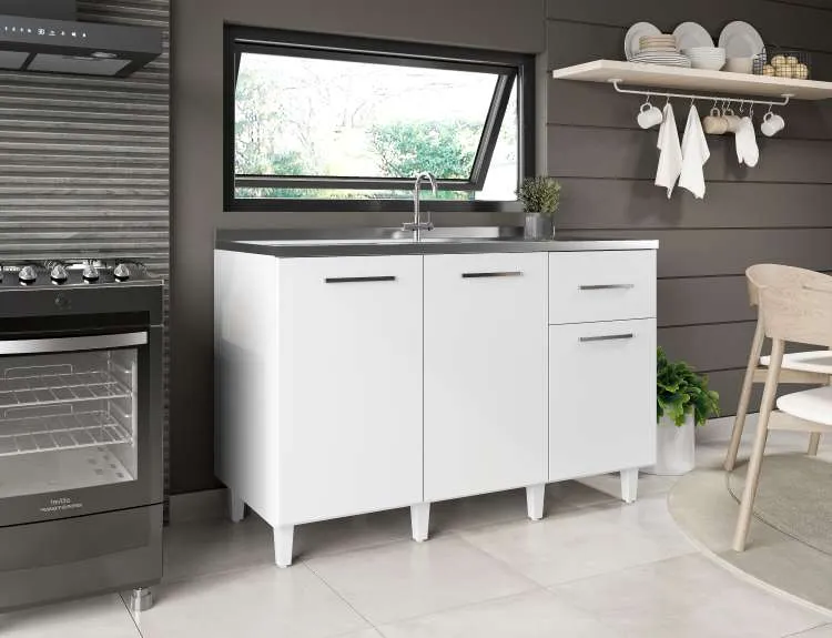 Tampo Plus 120 MDP 15mm Exclusivo para Balcao Larissa Pop Branco Moveis Parana — Balcão Larissa - Branco