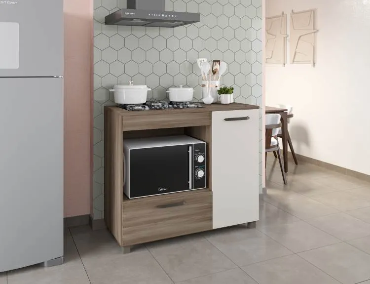 Balcao CookTop Manu Plus 4 Bocas Moveis Parana — Naturale Off White