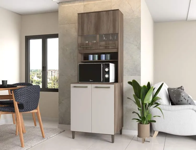 Cristaleira Livia Plus 61 4P2N Moveis Parana — Naturale Off White
