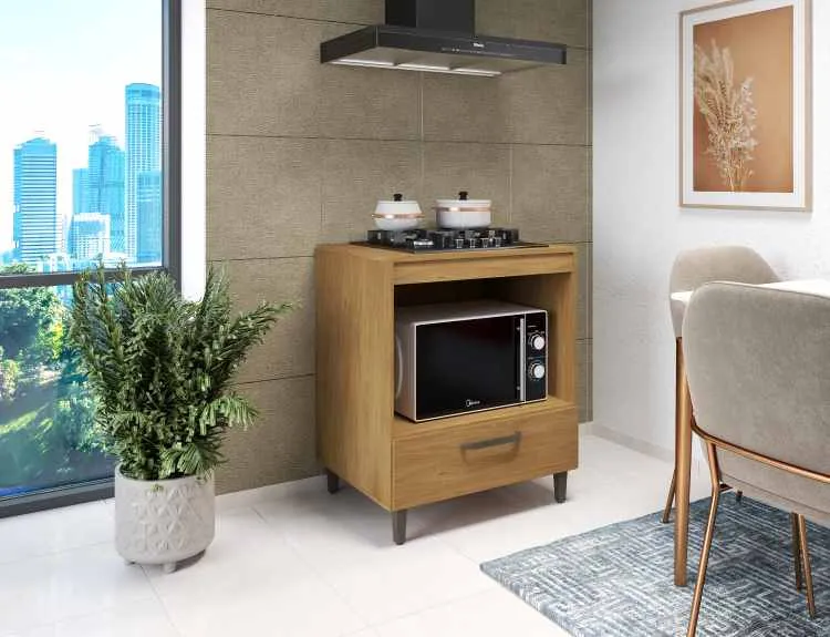 Balcao CookTop Jade 4 Bocas 1N1G Moveis Parana — Freijó