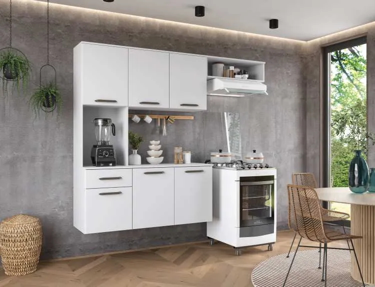 Cozinha Suspensa Gisele Pop Plus 5P2G2N Moveis Parana — Branco