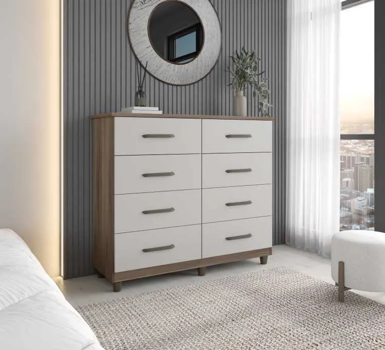 Comoda Perola Fluence Plus 8G Moveis Parana — Naturale/Off White