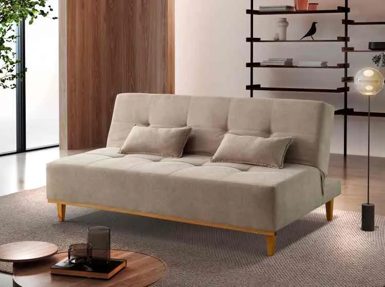 Sofa Cama Dallas Luxo Ref 48 Linho Bege 2302-A Luxury — Sofá Cama Dallas - Linho Saturno Bege 2302-A