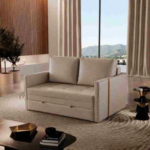Sofa Cama Dominic Luxo Ref 49 Linho Bege 2605-A Luxury