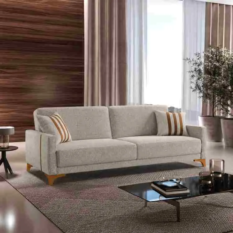 Sofa Coma Luizi Luxo Ref 51 Boucle Mesclado Marrom Luizi Luxury — Bouclê Mescla Marrom