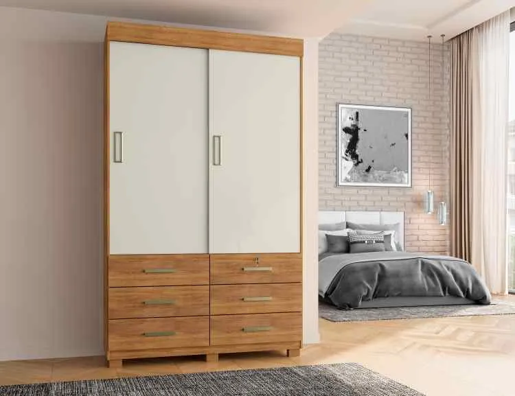 Roupeiro Buzios 2P6G 2V Rud Rack — Cedro/Areia
