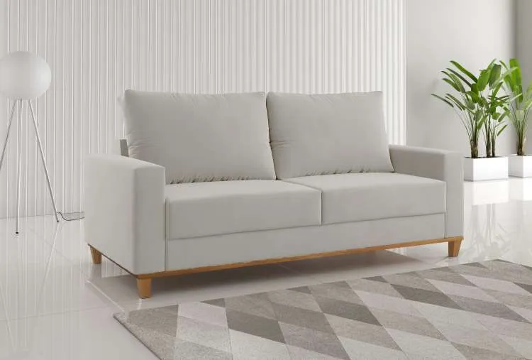 Estofado Living Felicia 180 3 Lgs Viero — Veludo Marfim