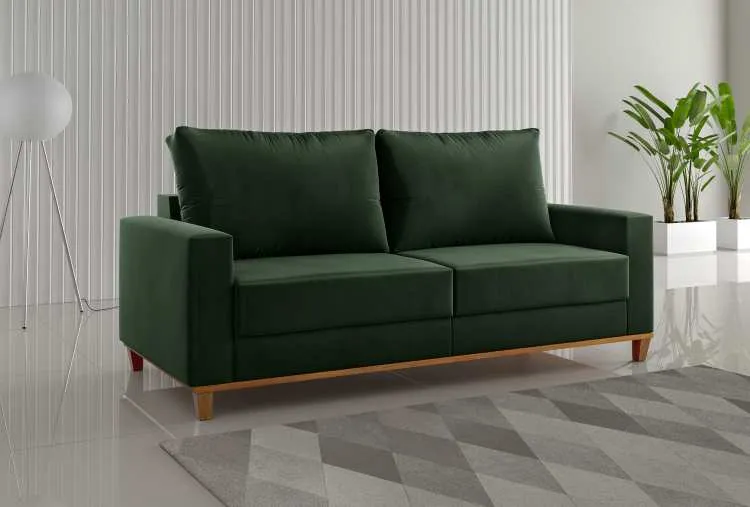 Estofado Living Felicia 180 3 Lgs Viero — Veludo Oliva