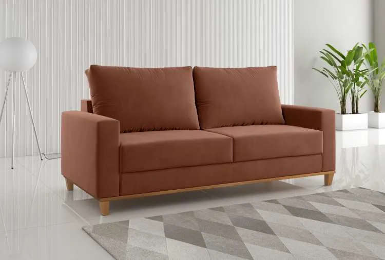 Estofado Living Felicia 180 3 Lgs Viero — Veludo Terracota