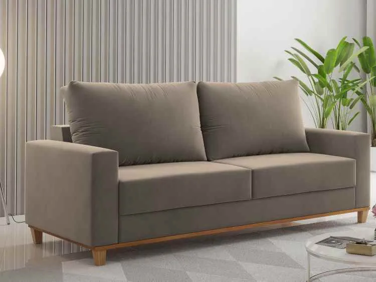 Estofado Living Felicia 180 3 Lgs Viero — Veludo Perola