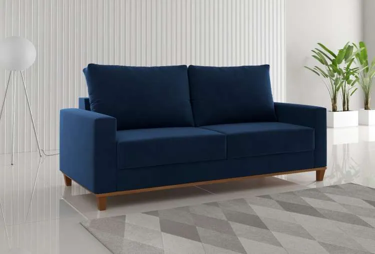 Estofado Living Felicia 180 3 Lgs Viero — Veludo Azul