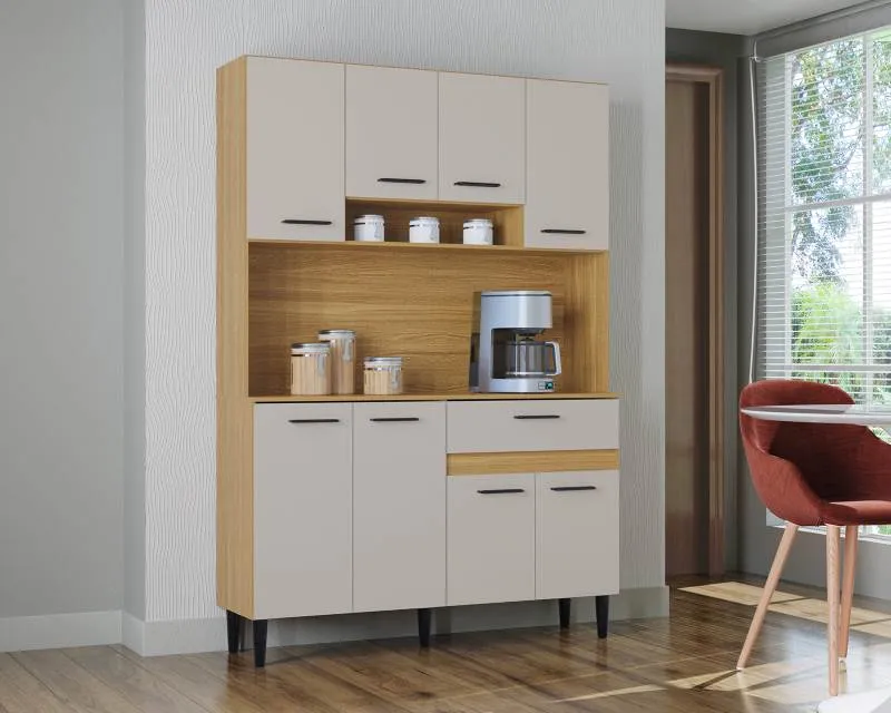 Kit Cozinha Carol 8P1G Poquema — Damasco/Off White