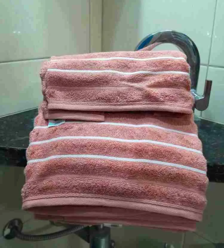 Jogo de Toalha Jacquard Wave Banho e Rosto 2 Peças Bege Corttex — Jogo de Toalha Wave 2Pçs - Rosa Seco