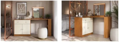 Camarim em "L" Aura 2P1G com Espelho Mobler