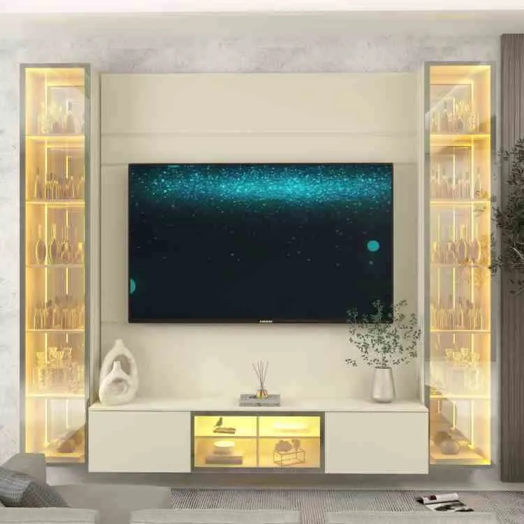 Home Luminare Reflecta 230 com LED, Espelhos e Duas Torres 9V Gelius — Off White/Off White