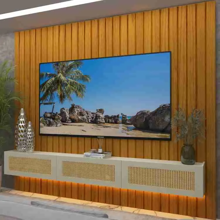 Home Majestade/Native Ripado 230 com LED 4V Gelius — Naturale/Off White/Tela Rattan Creme