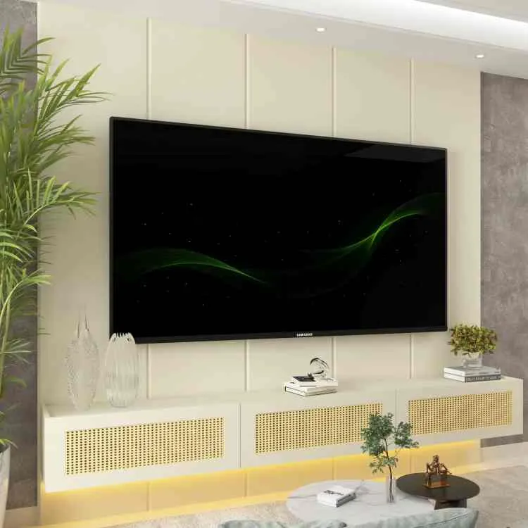 Home Realce/Native 220 com LED Off White/Off White/Tela Rattan Creme 3V Gelius — Off White/Off White/Telea Rattan Creme