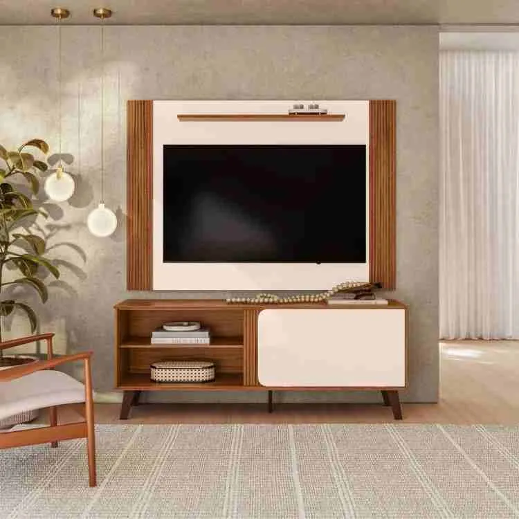 Conjunto Rack Peter + Painel Peter 150 DJ Moveis — Cedro/Bali