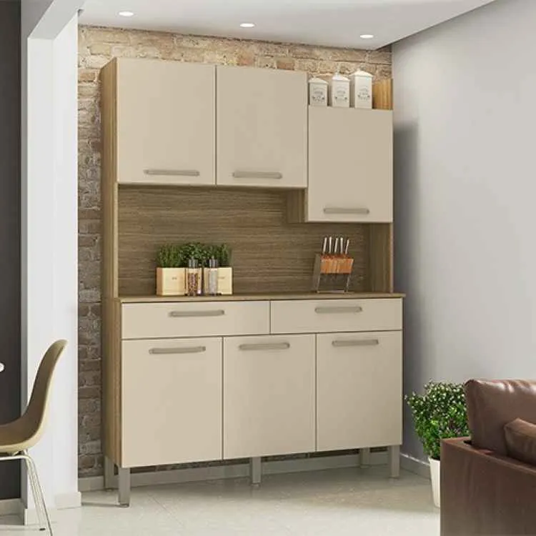 Kit Cozinha Modena 6P2G Freijo/Soft Kits Parana — Freijó/Vanila