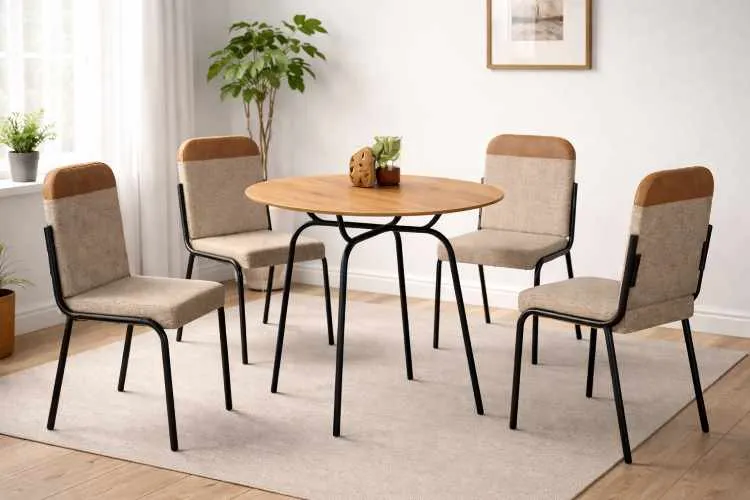 Conjunto Mesa Malta Tampo Rendono 90 com 4 Cds Malta + Base Inovare para Mad Tubo Minas — Duo Bege/Preto Fosco