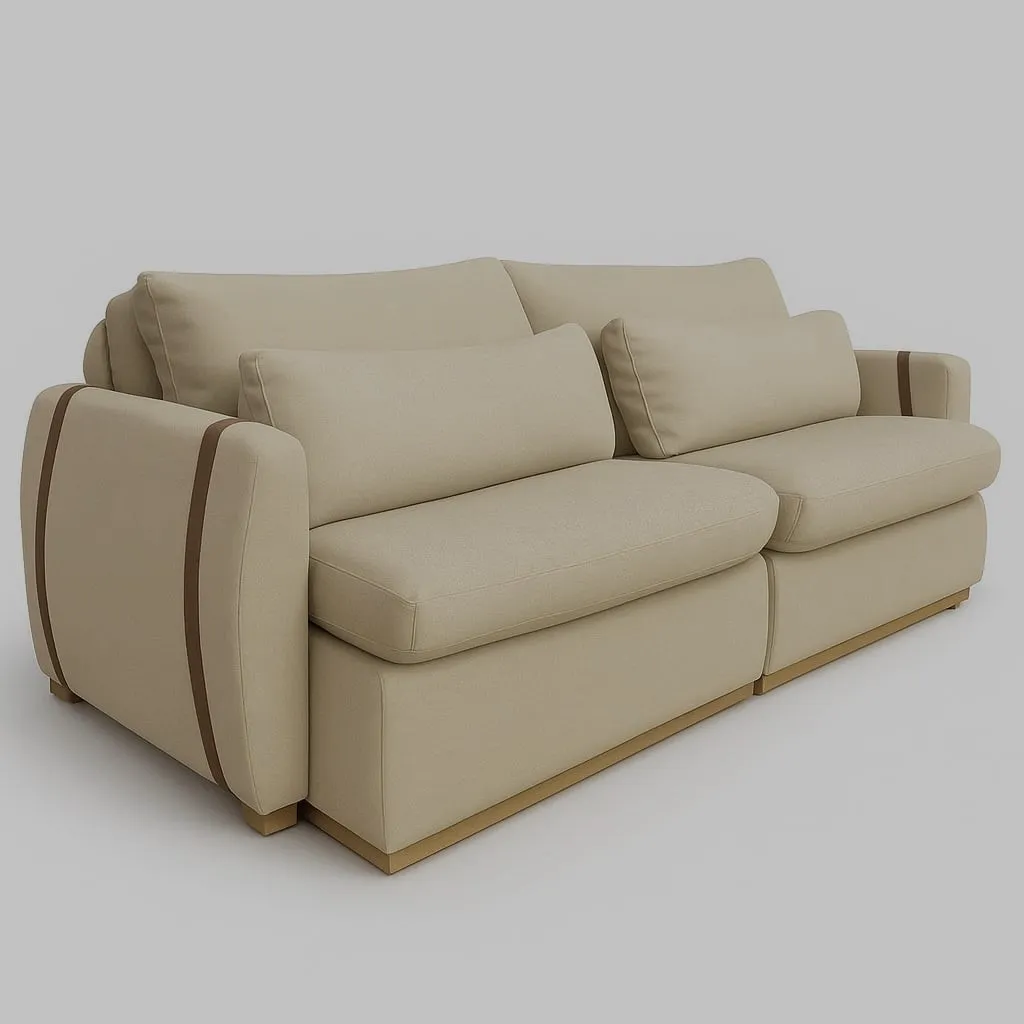 Sofa Cama Retratil Reclinavel Zeus/Theo 230 2x100 + Braco 15cm Linho Azul Marinho 16 Idealle — Sofá Zeus/Theo 230 - Veludo Inca Caouccino 15