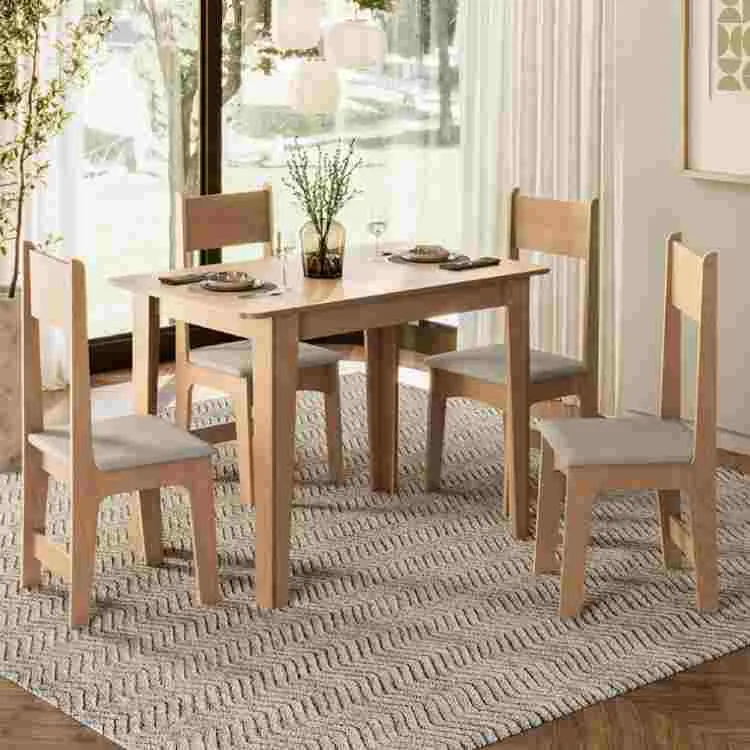Conjunto Sala Jantar Delta Tmp Retangular Mel 110 com 4 Cds Delta Mel/Savana Sonetto Moveis — Sala Delta c 4 Cds Mel/Savana