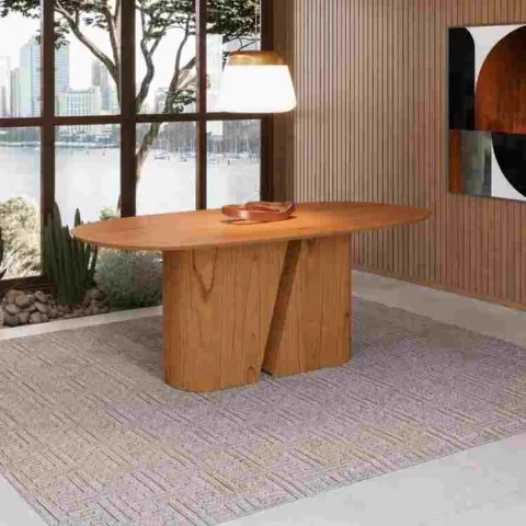Mesa Yasmin 180x100 Tampo Retangular sem Vidro Cinamomo 2V New Ceval
