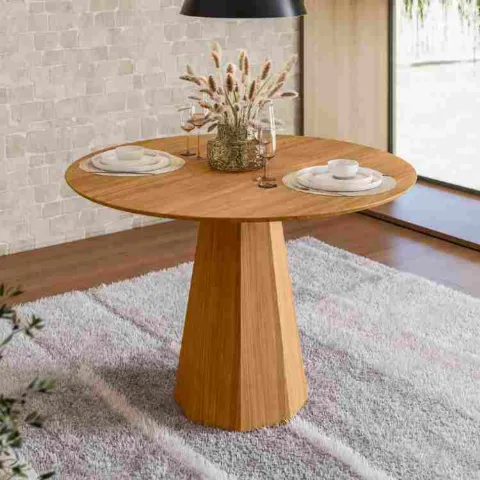 Mesa Isis 100x100 Tampo Redondo sem Vidro 2V New Ceval