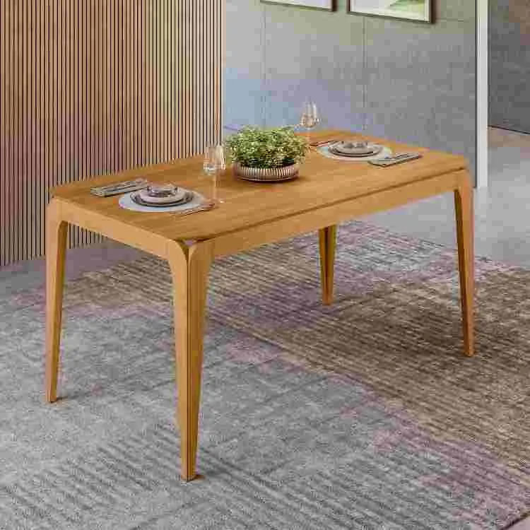 Mesa Aurea 160x90 Tampo Retangular sem Vidro Cinamomo 2V New Ceval — Mesa Aurea 160x90 s/Vdr - Cinamomo