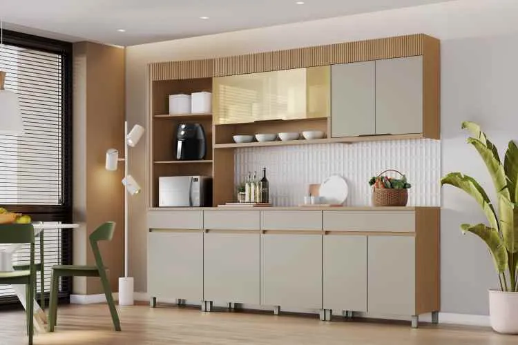 Cozinha Realeza Premium 4 Peças Vitro - Carvalho/Greice Nesher — Coz Realeza Premium 5Pcs - Carvalho/Greice
