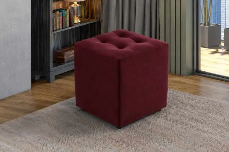 Puff Decorativo Quadrado Veludo Inca Bordo 22 Idealle — Veludo Inca - Bordô 22