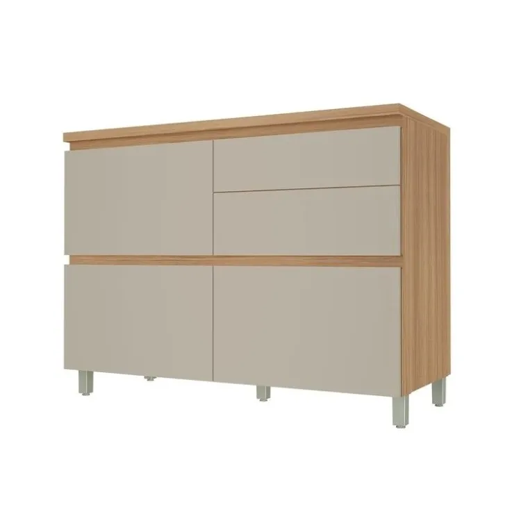 Cozinha Rainha 5 Peças 2 Reflecta Nature/Greige Nesher — Balcão Rainha 120 1P4G - Nature/Greige