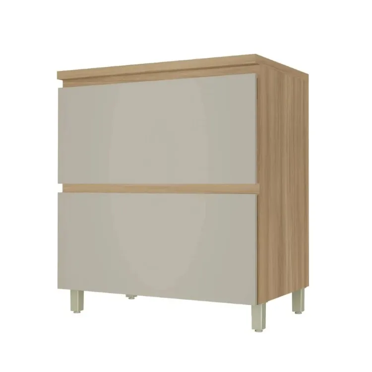 Cozinha Rainha 5 Peças 2 Reflecta Nature/Greige Nesher — Balcão Rainha 80 1P1G - Nature/Grege