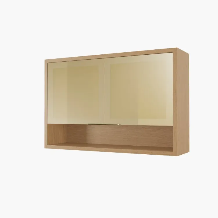 Cozinha Condessa 5 Peças com Vidro Reflecta - Carvalho/Titânio, da Nesher — Aéreo Concesa 120 2PVR - Carvalho