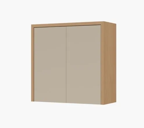 Cozinha Condessa 5 Peças com Vidro Reflecta - Carvalho/Titânio, da Nesher — Aéreo Condessa 80 2P - Cavalho/Greige