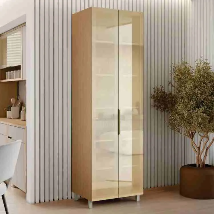 Cristaleira Nesher 70 2P Vidro Reflecta Carvalho Nesher — Cristaleira Nesher 70 2P - Carvalho