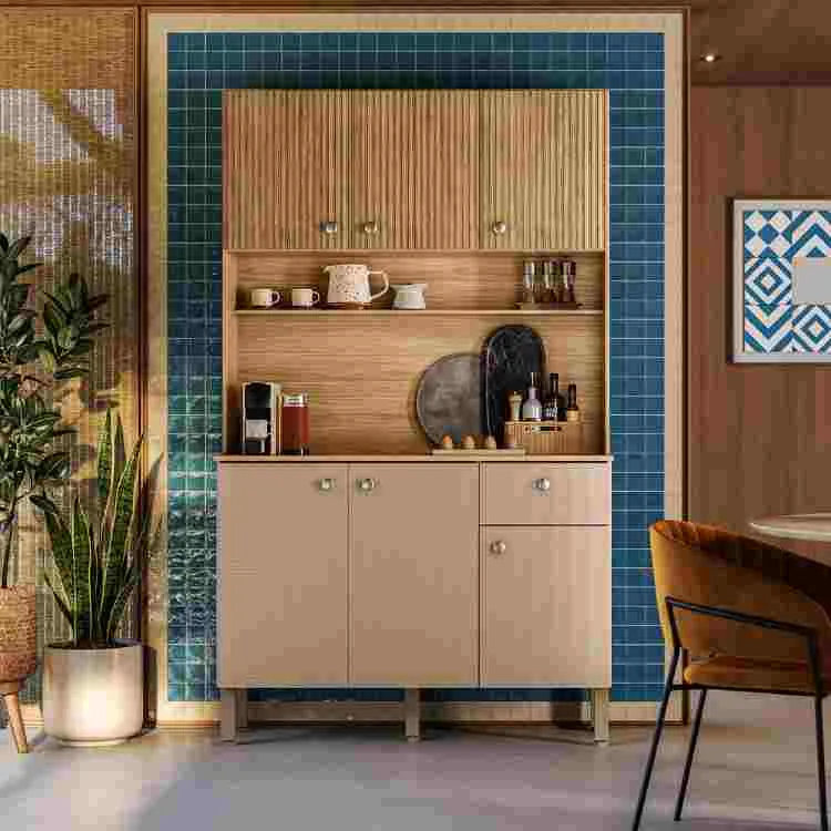Kit Cozinha Style 6P1G Freijo Ripado 3D/Vanilla Kits Parana — Freijó/Vanilla