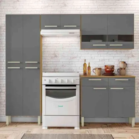 Cozinha Compacta Nala 10P2G Freijo/Gris Kits Parana
