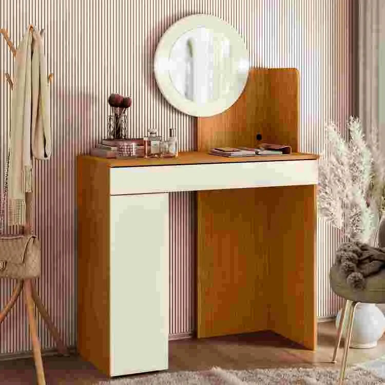 Camarim Aurea 1P1G com Espelho Branco Albatroz — Cinamomo/Off White