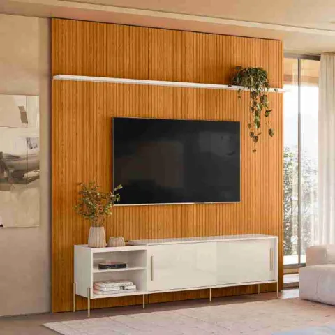 Composição Orla (Painel Piso-Teto New Guapore + Bancada Mare) 4V Madetec