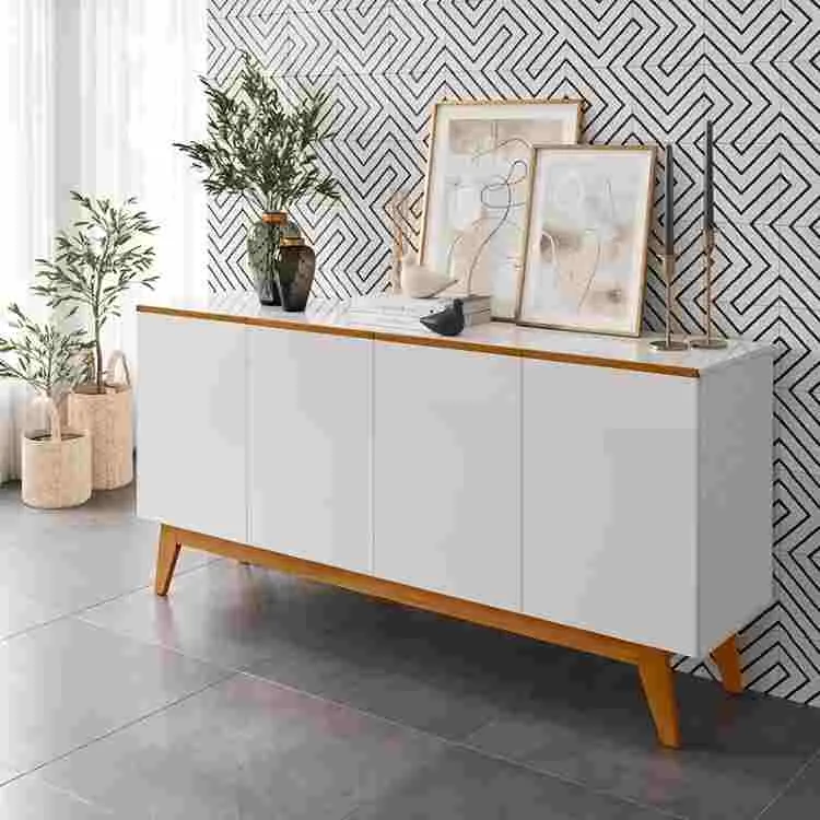 Buffet Ares Lux 4P Branco.Nature Tebarrot — Off White