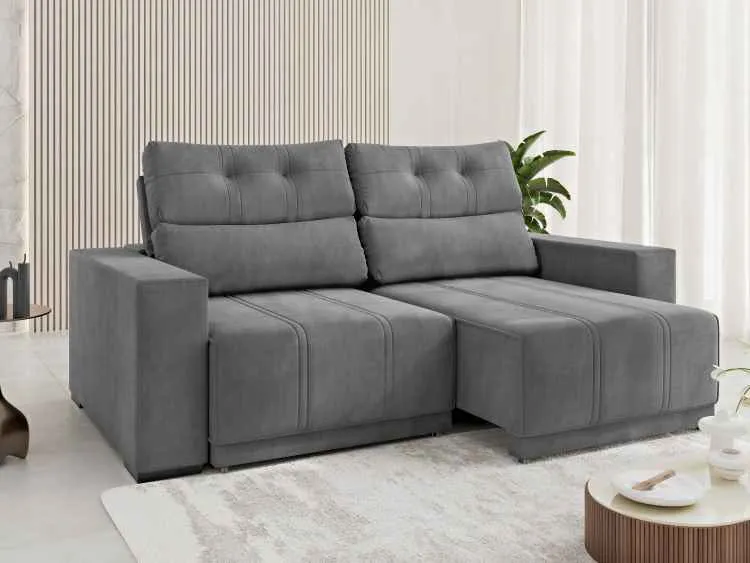 Estofado Retratil e Reclinavel Royale 200 2x100 Viero — Veludo Grafite