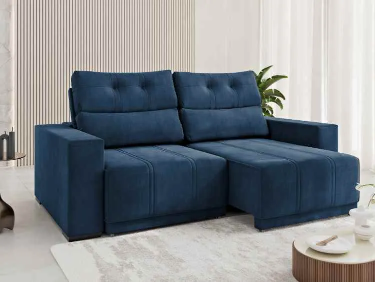 Estofado Retratil e Reclinavel Royale 200 2x100 Viero — Veludo Azul
