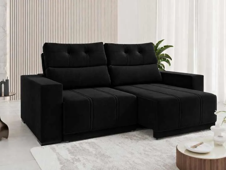 Estofado Retratil e Reclinavel Royale 200 2x100 Viero — Veludo Preto