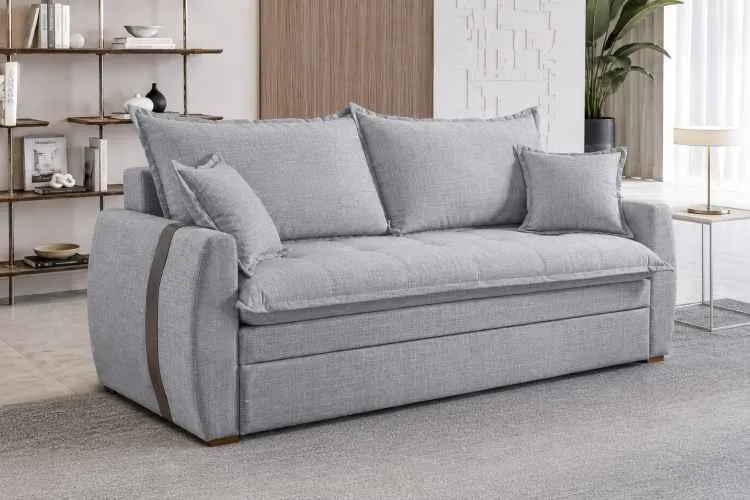 Estofado Star 28 - Living Bau - Veludo J03 Prata Starten Estofados — Estofado Star - Linho Prata