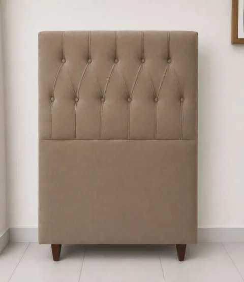 Cabeceira Solteiro Venus 90 Mod 014 Veludo Suede Capuccino SR Movelaria